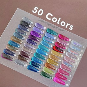 50 Colors Cat Eye Nails | 78. Classic Solid Color Glitter Press on Nails | Custom Hand-painted Nails | Coffin Almond Nails | Fake Nails