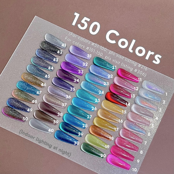 Ongles oeil de chat 150 couleurs | 78. Presse scintillante classique de couleur unie sur les ongles | Ongles peints à la main personnalisés | Ongles Coffin Amande | Faux ongles