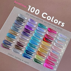 100 Colors Cat Eye Nails | 78. Classic Solid Color Glitter Press on Nails | Custom Hand-painted Nails | Coffin Almond Nails | Fake Nails