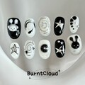 208 "Audio Bunny" Cute Black Rabbit with headphone 3D Press on Nails | Custom Hand-painted Nails | Short Nails | Fake Nails | Stick on Nails