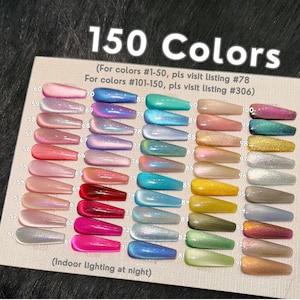 150 Colors Cat Eye Nails | 216. Classic Solid Color Glitter Press on Nails | Custom Hand-painted Nails | Coffin Almond Nails | Fake Nails