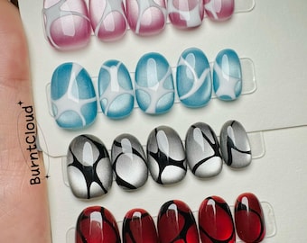 275 "Alive Glow" Press on Nails: Crystal Ball, Cat Eye, Freestyle, Custom Hand-painted Nails