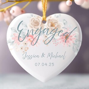 Engaged Ornament, Personalized Engagement Gift, Couples Ornament, Wedding Ornament, Just Engaged Gift, 1st Christmas Engaged Keepsake