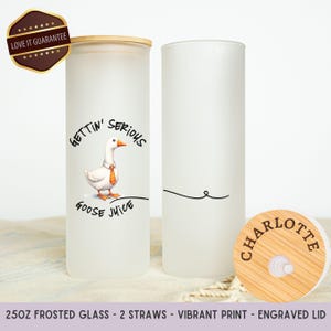 Gettin Serious Goose Juice Glass Tumbler With Straw and Lid, Funny Beer Can Iced Coffee Glass Cup With Lid and Straw, Silly Goose Meme