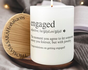 Personalized Engagement Candle, Custom Engagement Gift with Names, Engagement Party Favor, Unique Gift Engaged Couple, Engagement Keepsake
