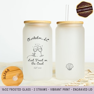Last Toast on the Coast Coffee Glass, Charleston Bachelorette Tumbler, Coastal Bachelorette Beer Can, Beach Bachelorette Iced Coffee Cup