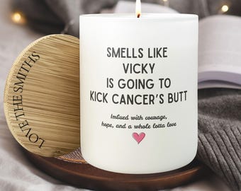 Custom Kick Cancers Butt, Custom Cancer Candle, Chemo Care Package, Personalized Cancer Sucks Candle, Cancer Support Gift, Beat Cancer