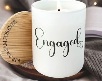 Personalized Engagement Candle, Custom Engagement Gift with Names, Engagement Party Favor, Unique Engaged Couple Gift, Engagement Keepsake