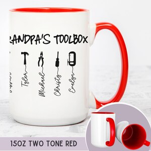 Personalized Father’s Day Mug for Grandpa, Grandpa&#39;s Tool Box, Gift from Grandkids
