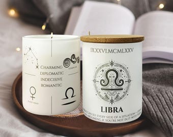 Personalized Libra Zodiac Candle Birthday Gift For Her, Custom September Gifts Libra Candle, Zodiac Candles, Astrology Candles