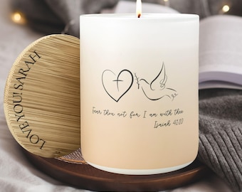 Christian Memorial Candle, Faith Over Fear Personalized Sympathy Gift, In Loving Memory, Condolence Gift, Bereavement Gift
