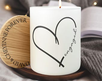 Personalized Engagement Candle, Custom Engagement Gift with Names, Engagement Party Favor, Unique Gift Engaged Couple, Engagement Keepsake