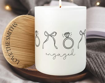 Personalized Engagement Candle, Custom Engagement Gift with Names, Engagement Party Favor, Unique Gift Engaged Couple, Engagement Keepsake