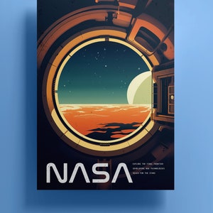 NASA inspired retro space exploration poster - Printable Wall Art, Digital Download