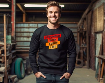 Stronger with Every Lift Unisex Heavy Blend™ Crewneck Sweatshirt, Men's Aesthetic Crewneck, Minimalist Gym Apparel, Athletic Gear for Him