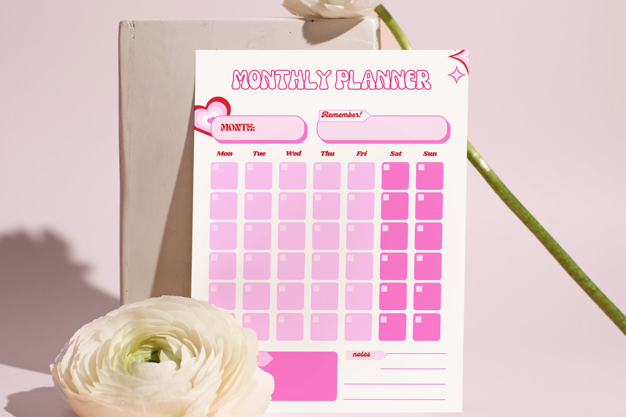 Printable Monthly Planner Cute Month Planner Retro Planner - Etsy