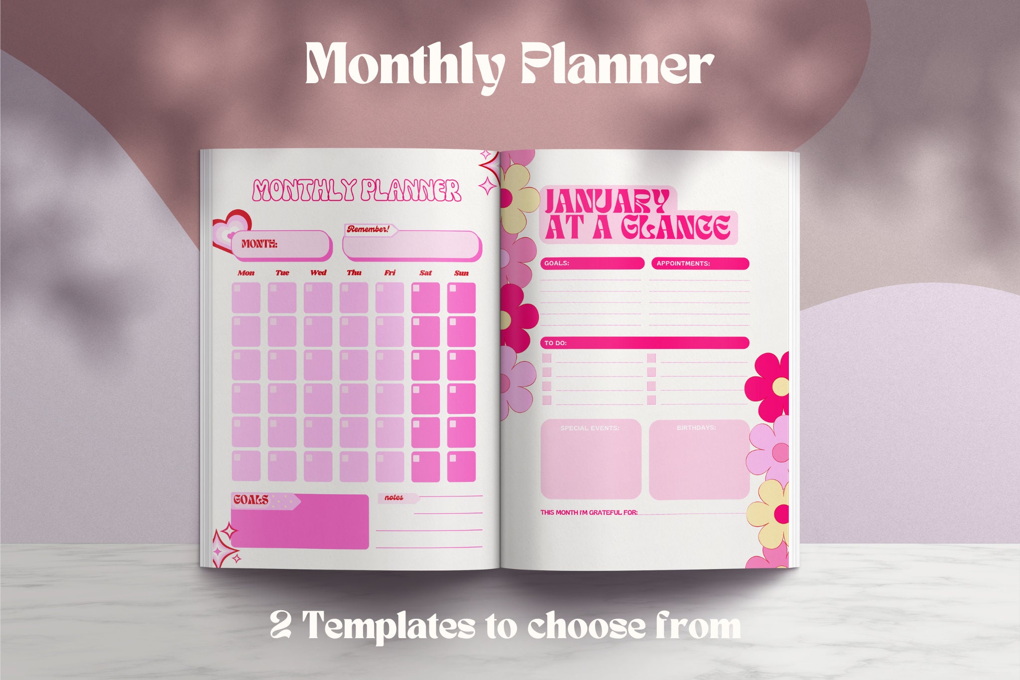 Printable Monthly Planner Cute Month Planner Retro Planner - Etsy