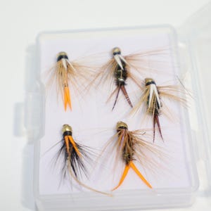 Prince Nymph Fly Fishing Lures: Box of 5 Handcrafted Trout & Steelhead Attractors - Assortment