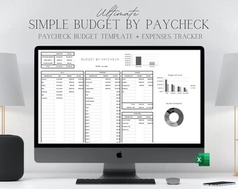 Presupuesto simple por hoja de cálculo de cheque de pago / Planificador de finanzas / Plantilla de presupuesto de Excel / Planificador de presupuesto / Rastreador de gastos / Blanco