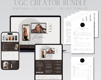 UGC Bundle, UGC website, UGC portfolio, Contract Template, Invoice Template, Influencer Template, User Generated Content
