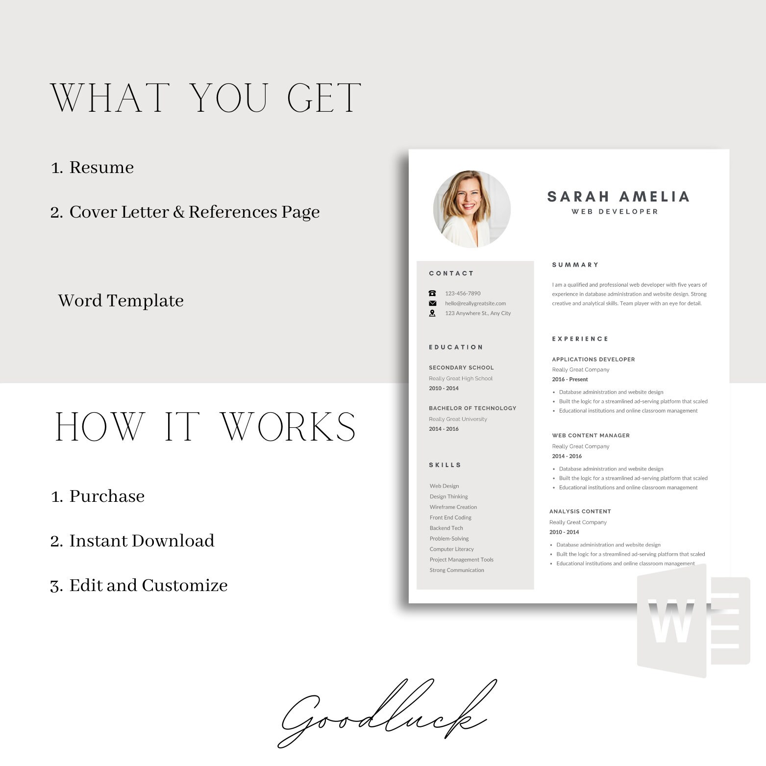 Resume Template With Photo Professional - Il Fullxfull.5176351393 Oq7h 