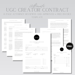 Professional UGC Creator Contract Template, UGC Template, UGC Contract, User Generated Content, Influencer Contract Template, Canva Template