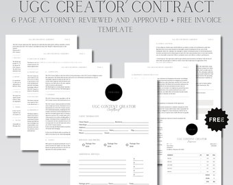 Professional UGC Creator Contract Template, UGC Template, UGC Contract, User Generated Content, Influencer Contract Template, Canva Template