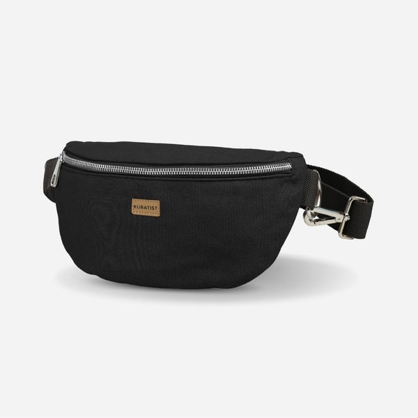 Handcrafted BLACK Canvas Belt Bag 2.5L | High-Quality Fanny Pack for Women | Stylish Sling Bag for Everyday and Sport