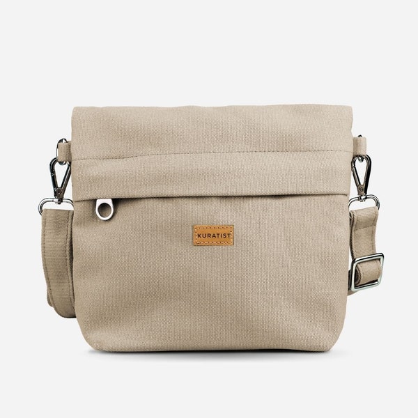 Handgefertigte ECRU 3-in-1 Crossbody Tasche aus Canvas 2,5 L | Stilvolle Schultertasche für Damen | Hüfttasche für jeden Anhänger