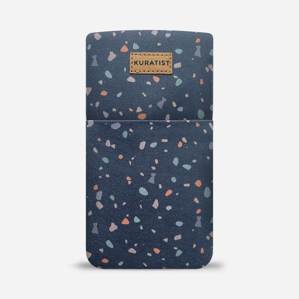 Handmade TERRAZZO Cell Phone Pouch Bag | Minimalist Fabric iPhone Wallet Case | Cute Canvas Women Protective Travel Galaxy Flap Sleeve