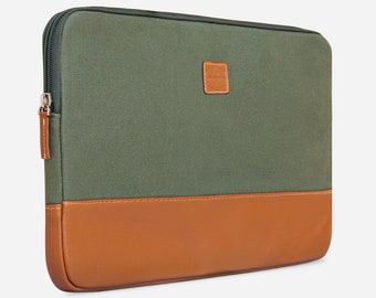 Handgefertigte HUUS PREMIUM Laptophülle, Kiefer | Laptop Schutzhülle 13-16 Zoll, MacBook Sleeve mit Reißverschluss