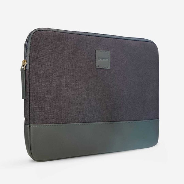 Handgefertigte HUUS PREMIUM Laptophülle, CHARCOAL | Laptop Schutzhülle 13-16 Zoll, MacBook Sleeve mit Reißverschluss