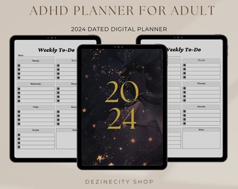 ADHD Digital Planner, ADHD Planner,2024 2025 ADHD Digital Planner for adults, Digital Planner Adhd, Adhd Journal, Digital Adhd Planner