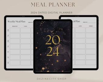Planificateur de repas hebdomadaire, planificateur de repas numérique, planificateur iPad GoodNotes, préparation de repas, modèle de plan de repas, liste de courses, inventaire de cuisine