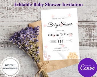 baby shower invitation template, baby shower invite Gender neutral, Invitation, Editable, Printable, Digital Download, Instant Download
