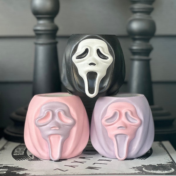 Cement Ghost Face Horror Scream Planter Pot