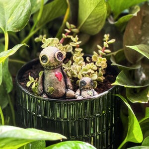 Voodoo doll Planter pot pals Halloween garden decor, indoor or outdoor