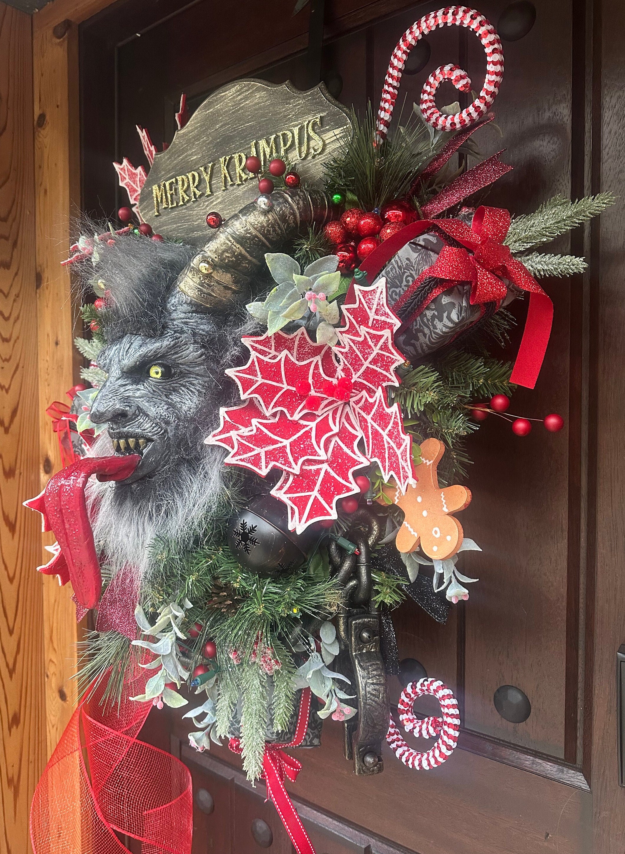 Merry Krampus Creepy Christmas Wreath, Yule Decoration - Etsy