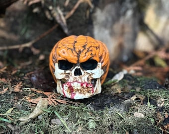 Skull Pumpkin Jack-O-Lantern Halloween Garden Decor