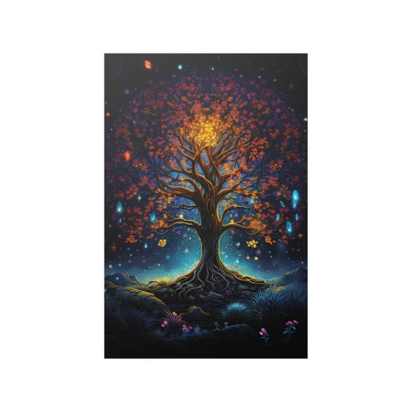Infinite Balance, Tree of life poster, Nature wall art, Spiritual décor, Sacred geometry, Bohemian poster, Symbolic art, Mystical décor