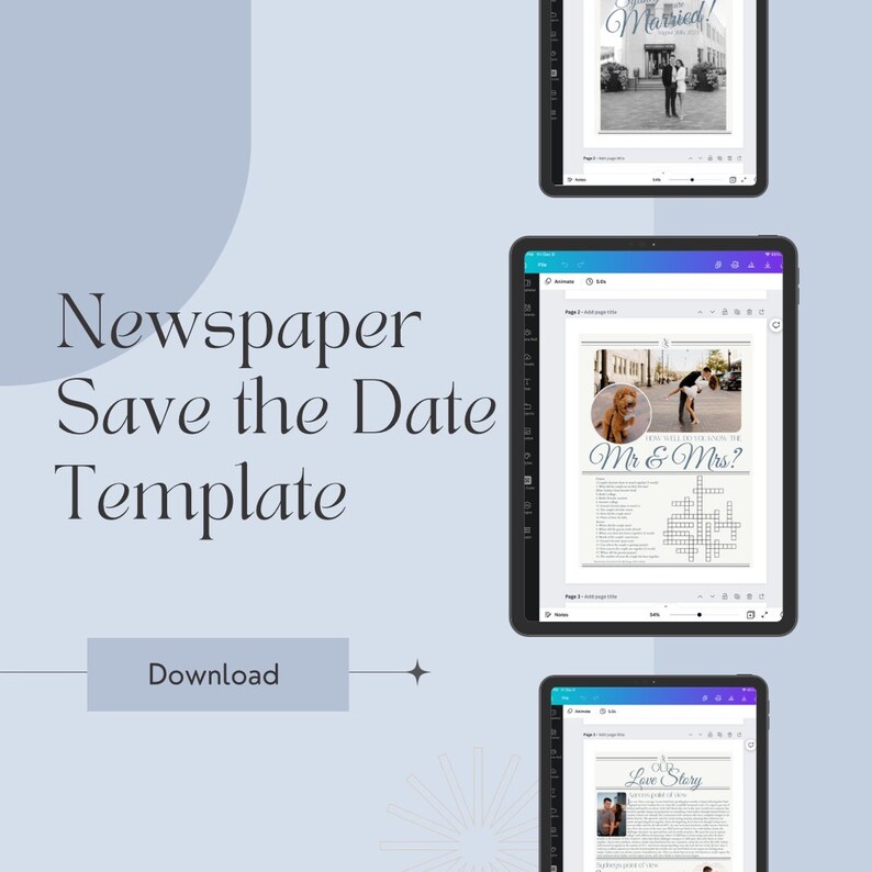 Newspaper Save the Date Template Etsy Newspaper Save the Date Template Etsy