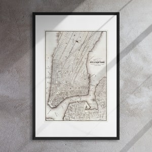Karte der Stadt New York (ca. 1850) von der Bibliothek des Kongresses Geographie und der Map Division Washington in gerahmter Leinwand
