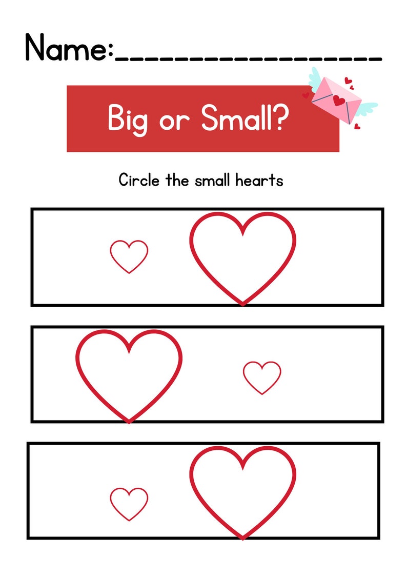 Valentines Day Preschool Pre k Printable Worksheets Etsy