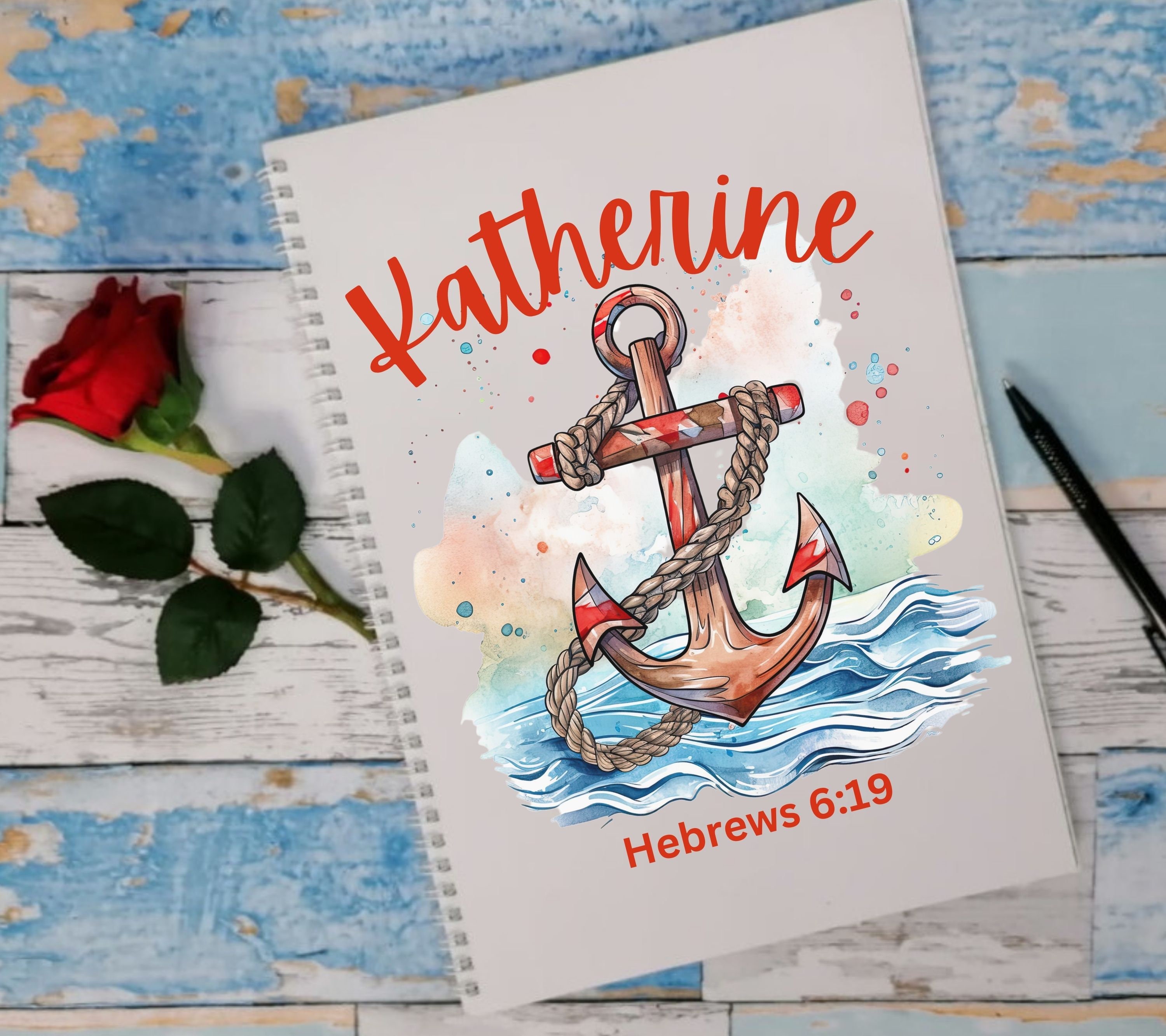 Bible Verse Anchor for My Soul Spiral Notebook, Christian Personalized