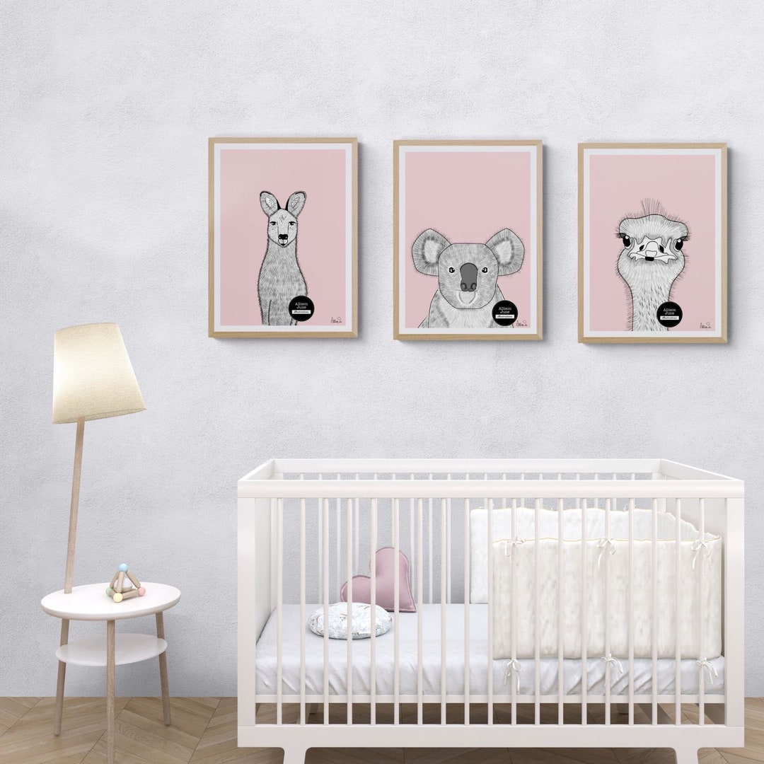 Kids Room Wall Art, Set of 3 Cute Animal Prints for Kids Room ...