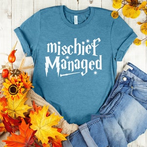 Mischief Managed Shirt, Wizard Teacher Shirt, Magical Shirt, Back to School Shirt, Bookworm Tee, Teacher Life Shirt, Famous Wizard Shirt image 2