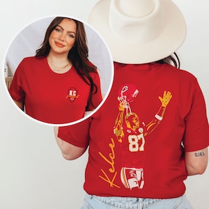 Travis Kelce KC Football Tshirt, Red Kelce Shirt, Kansas City Kelce Shirt, Travis Kelce Shirt, Kingdom Kelce White and Red