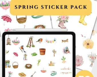 GoodNotes Seasonal Spring Digital Planner Stickers - Goodnotes, 50 Digital Stickers!