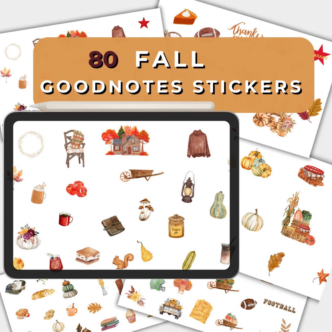 Watercolor Fall Digital Planner Stickers – 80 Goodnotes Decorations ...