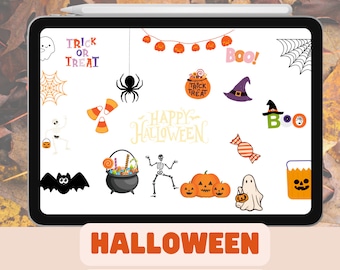 Halloween Digital Stickers for GoodNotes (20 Precropped Stickers)